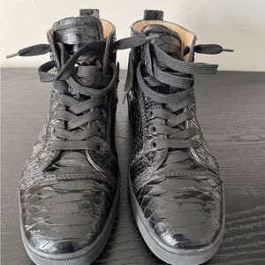 Christian Louboutin Black Python High-Top Sneakers